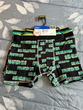 NWTS wonder nation Black Boxer Briefs w/WHATEVER" Print (3-Pack) Sz XL 14-16